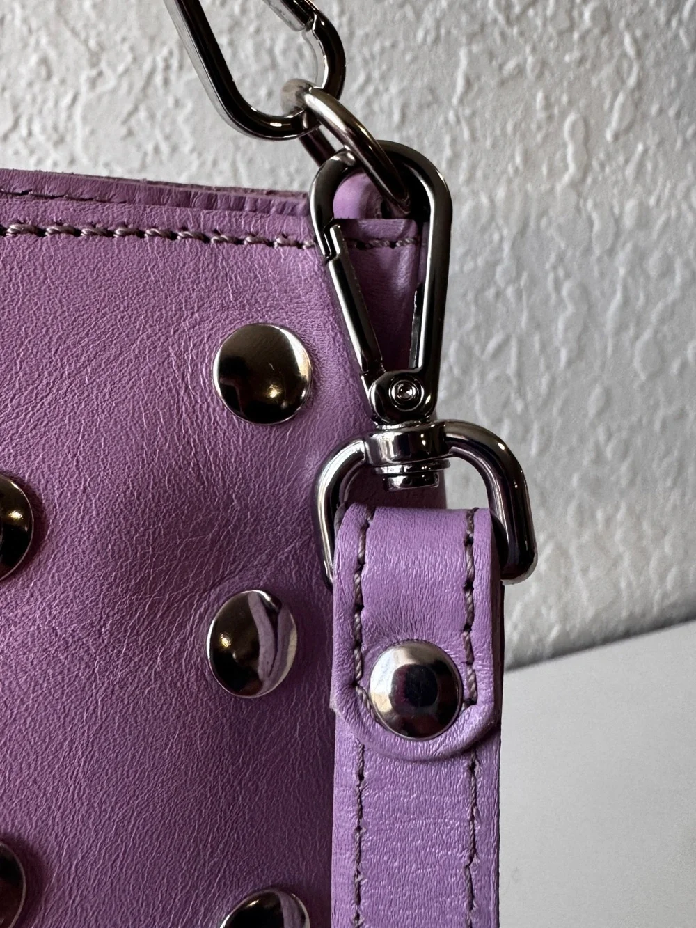 Mercules Studded Crossbody Shoulder Bag with Removable Strap in Lavendar